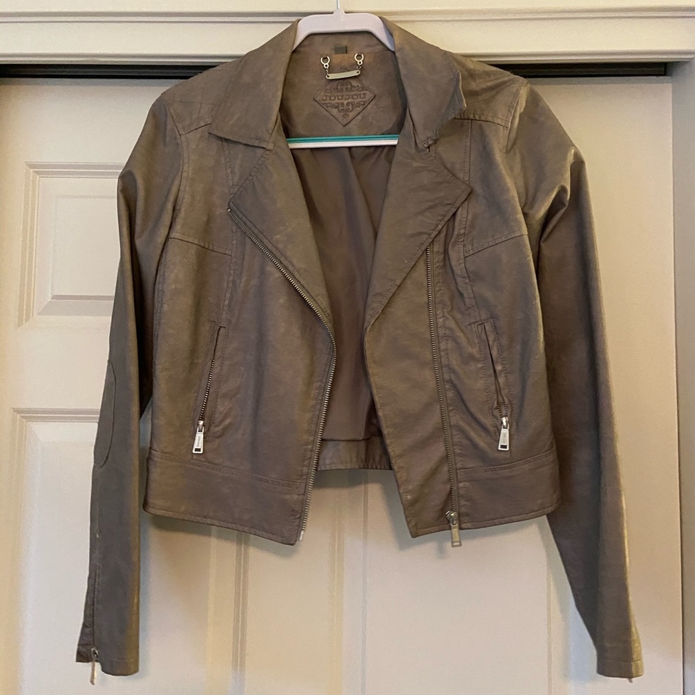 Faux Leather Jacket - Medium (Stone Grey)